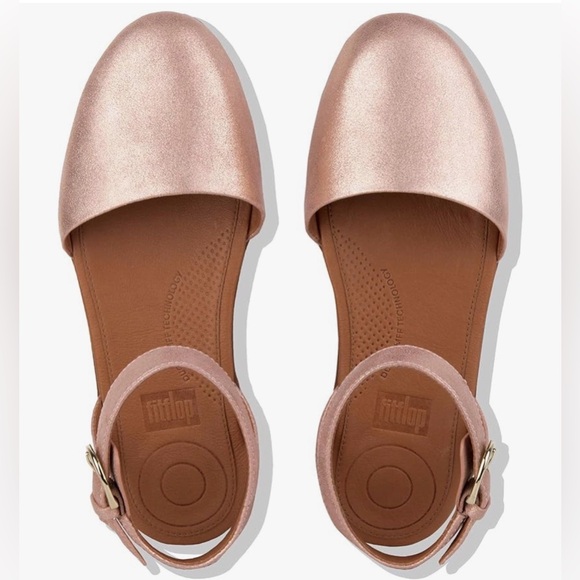 Fitflop Shoes - FitFlop Cova Slip-On Metallic Rose Gold Women’s Sandals Size 7.5 Apple Blossom
